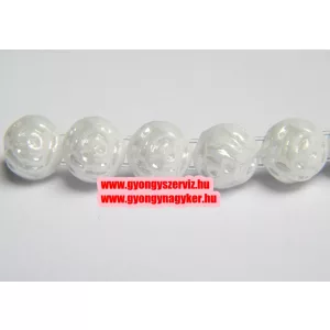 Kiárusítás! 10db. PRECIOSA préselt , két lukú üveggyöngy. 8mm. Fehér. Mindig akcióban!