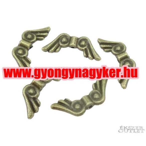 10db. Angyalszárny. 20x8x3mm. Antik bronz szín. Fémgyöngy, köztes gyöngy.
