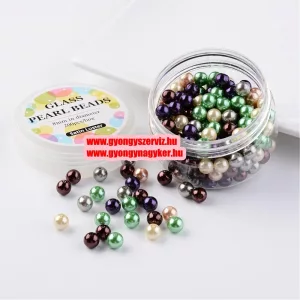 Üveg tekla gyöngy. AAA. Szatén fényű. Zöld mix. 8mm. 200db. Mindig akcióban!
