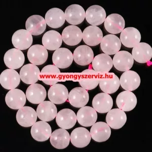 Ásványgyöngy, féldrágakő, ékszer gyöngy. Rózsakvarc. 12mm.