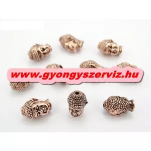 Buddha gyöngy, fém köztes gyöngy. Antik rózsaarany szín. 10x13mm.
