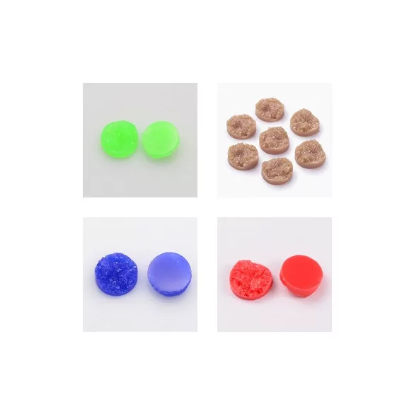 10db. Imitált achát, kaboson lencse. 12x5mm. 12 szín.