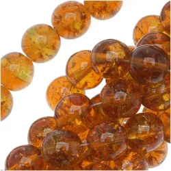   Kiárusítás! 10db. Cseh roppantott üveggyöngy. 8mm. Sötét borostyán.