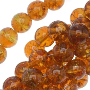 Kiárusítás! 10db. Cseh roppantott üveggyöngy. 8mm. Sötét borostyán.