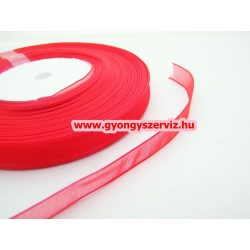 Organza szalag. Piros. 10mm. 1 tekercs.