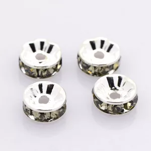 10db.  rondella. Köztes gyöngy, kristályokkal. 7mm. Szürke.