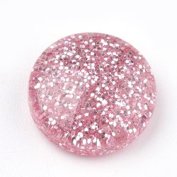 10db. Glitteres műanyag kaboson lencse. Rózsaszín. 14mm.