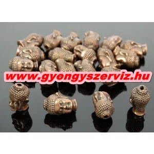 Buddha gyöngy, fém köztes gyöngy. Antik réz szín. 10x13mm.
