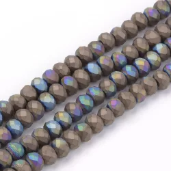   Leárazás! 20db. Fém gőzőlt, matt, csiszolt üveggyöngy. 10mm. Barnás. Mindig akcióban!