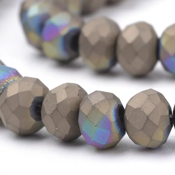 Leárazás! 20db. Fém gőzőlt, matt, csiszolt üveggyöngy. 10mm. Barnás. Mindig akcióban!