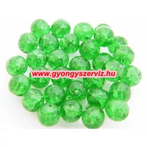 Kiárusítás! 10db. Cseh, roppantott üveggyöngy. 8mm. Zöld. Mindig akcióban!
