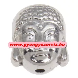 Buddha gyöngy, fém köztes gyöngy. Ezüst szín. 9x10x7.5mm.