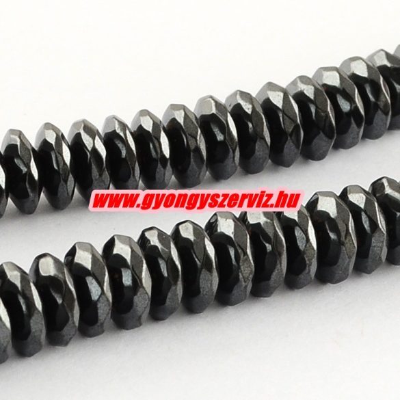 Csiszolt hematit gyöngy. Abacus. 8x3mm.