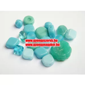 Kiárusítás!   Cseh üveggyöngy mix. 10g. Türkiz. Mindig akcióban!