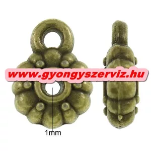 10db.  Charm tartó, medál tartó, köztes fémgyöngy. Antik bronz szín. 8x12x3mm