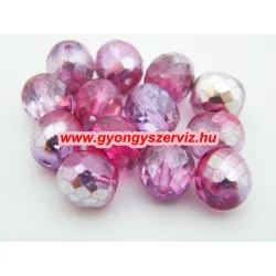 Kiárusítás! 10db.Cseh csiszolt gyöngy. 10mm. Pink AB. 