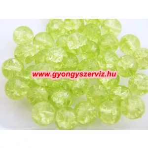 Kiárusítás! 10db. Cseh, roppantott üveggyöngy. 8mm. Almazöld. Mindig akcióban!
