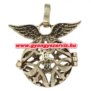 Leárazás! Angyalhívó medál.  Szárnyas. Antik bronz szín.