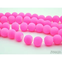 Üveggyöngy. 8mm. Neonpink.  20db/csomag.
