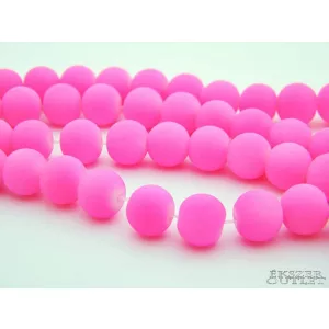 Üveggyöngy. 8mm. Neonpink.  20db/csomag.