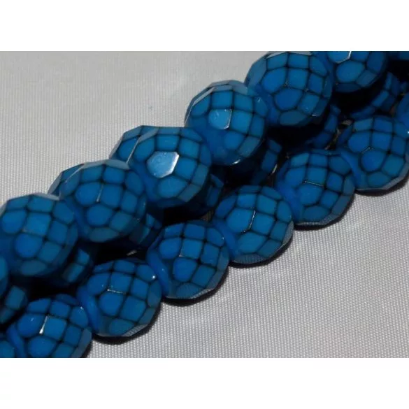 Kiárusítás! 20 db. Cseh csiszolt gyöngy. 8mm. Kobalt, opál.