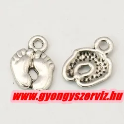   10db. Baba talp medál. Fityegő. 14x10mm. Antik ezüst szín.
