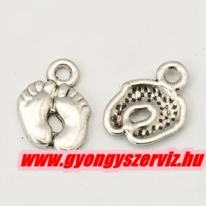 10db. Baba talp medál. Fityegő. 14x10mm. Antik ezüst szín.