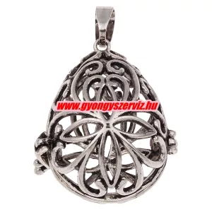 Leárazás! Angyalhívó medál. 27x33x22mm. Antik ezüst szín.