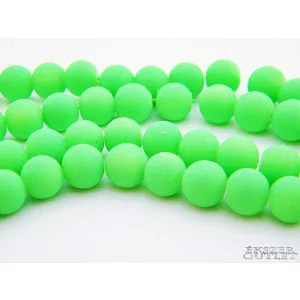 Üveggyöngy. 8mm. Neonzöld.  20db/csomag.