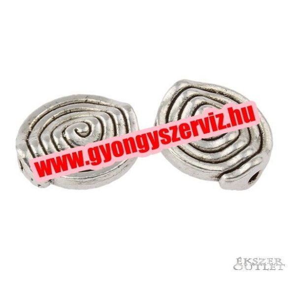 10db. Lapos köztes. 12x11mm. Antik ezüst szín. Fémgyöngy, köztes gyöngy.