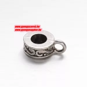 10db.  Charm tartó, medál tartó. 10.5x7x3mm. Antik ezüst szín.