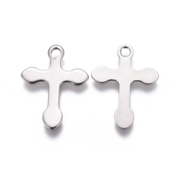 Acél kereszt medál, charm. 16x12mm.