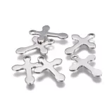 Acél kereszt medál, charm. 16x12mm.