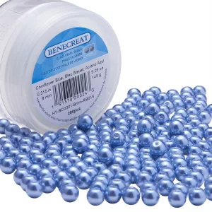 Üveg tekla gyöngy. 8mm. Kékes lila. 200db + ajándék doboz.
