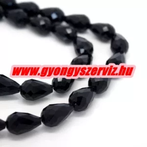 Kiárusítás!  10db. Könnycsepp gyöngy, teardrop. 12x8mm. Fekete. Mindig akcióban!