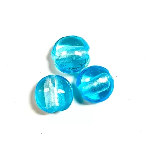 Lámpagyöngy, fóliás üveggyöngy. 10mm. Türkiz.