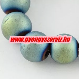Matt hematit ásványgyöngy. 8mm. Zöldes szín.
