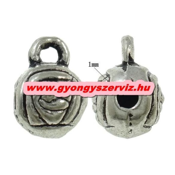 10db.  Charm tartó, medál tartó, köztes fémgyöngy. Rózsa. 6x9mm