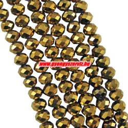   Kiárusítás!  Csiszolt üveggyöngy, fánkgyöngy. 3x4mm. Arany. 5g/cs. Mindig akcióban!