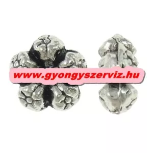 10db. Virág. 8x3.5mm. Antik ezüst szín. Fémgyöngy, köztes gyöngy.