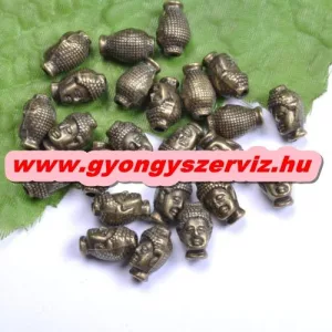 Buddha gyöngy, fém köztes gyöngy. Antik bronz szín. 10x13mm.