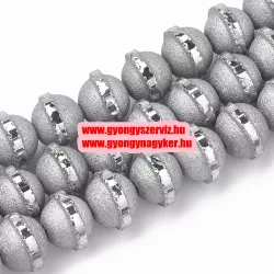 Fémgőzölt , matt üveggyöngy. 10.5x8.5mm. Szürke. 