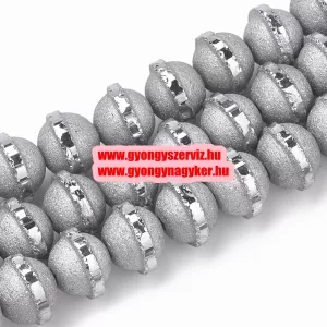 Fémgőzölt , matt üveggyöngy. 10.5x8.5mm. Szürke. 