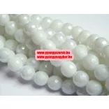 Leárazás! 10db. Csiszolt üveggyöngy. Fehér aura. 8mm. Mindig akcióban!