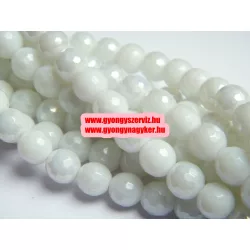   Leárazás! 10db. Csiszolt üveggyöngy. Fehér aura. 8mm. Mindig akcióban!