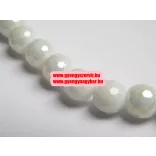 Leárazás! 10db. Csiszolt üveggyöngy. Fehér aura. 8mm. Mindig akcióban!