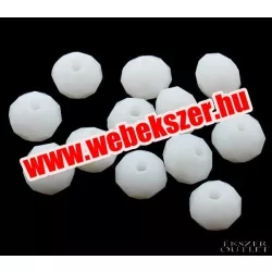   Kiárusítás!  10db. Csiszolt üveggyöngy.  Porcelán fehér. 8x10mm. Mindig akcióban!