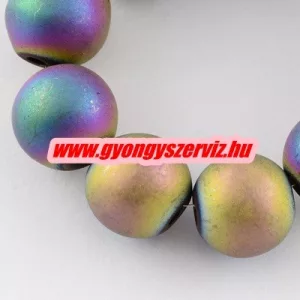 Matt hematit ásványgyöngy. 8mm. Szívárvány szín.
