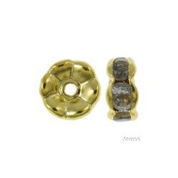   10db. Fémgyöngy. Fém köztes gyöngy. Rondell.  Arany szín. 7x3mm.  