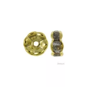 10db. Fémgyöngy. Fém köztes gyöngy. Rondell.  Arany szín. 7x3mm.  